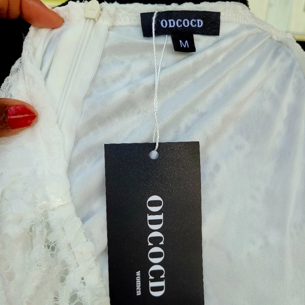 ODCOCD White Lace Off-Shoulder Dress - Picture 9 of 14